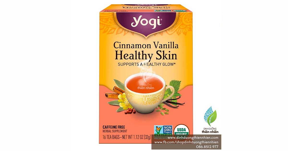 Trà Hữu Cơ Yogi Cinnamon Vanilla Healthy Skin, Giúp Da Khoẻ Mạnh Dinh