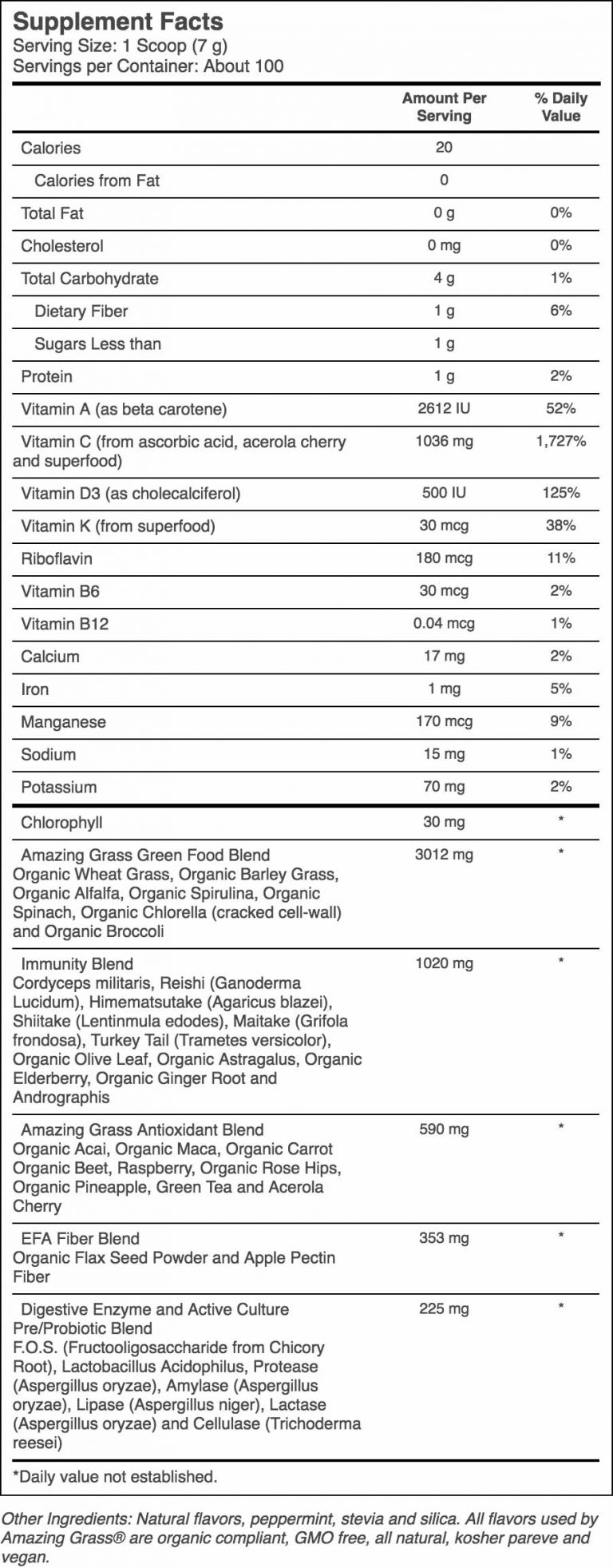 Bột Siêu Thực Phẩm Xanh Hữu Cơ của Amazing Grass, Vị Quýt, 210g Dinh