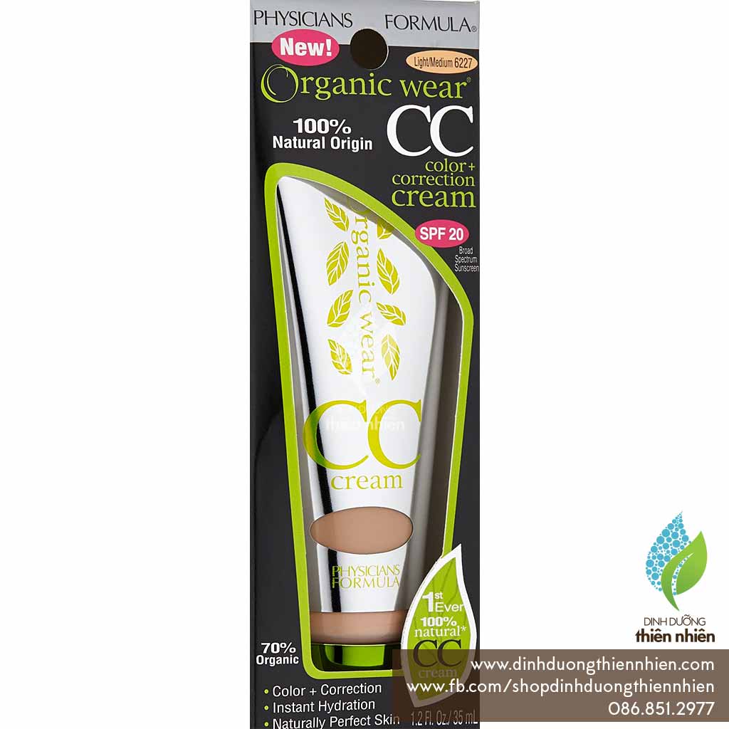 CC Cream của Physicians Formula Organic Wear, 100 thiên nhiên, 70 Hữu